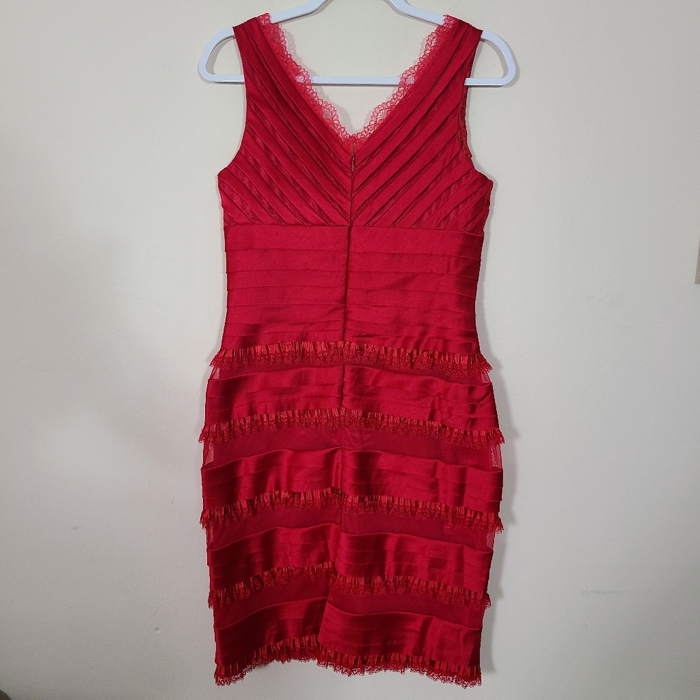 Vintage MayQueen Women 10 Red Lace Ruffles Sleeveless Dress Formal Prom Romantic - Picture 11 of 14